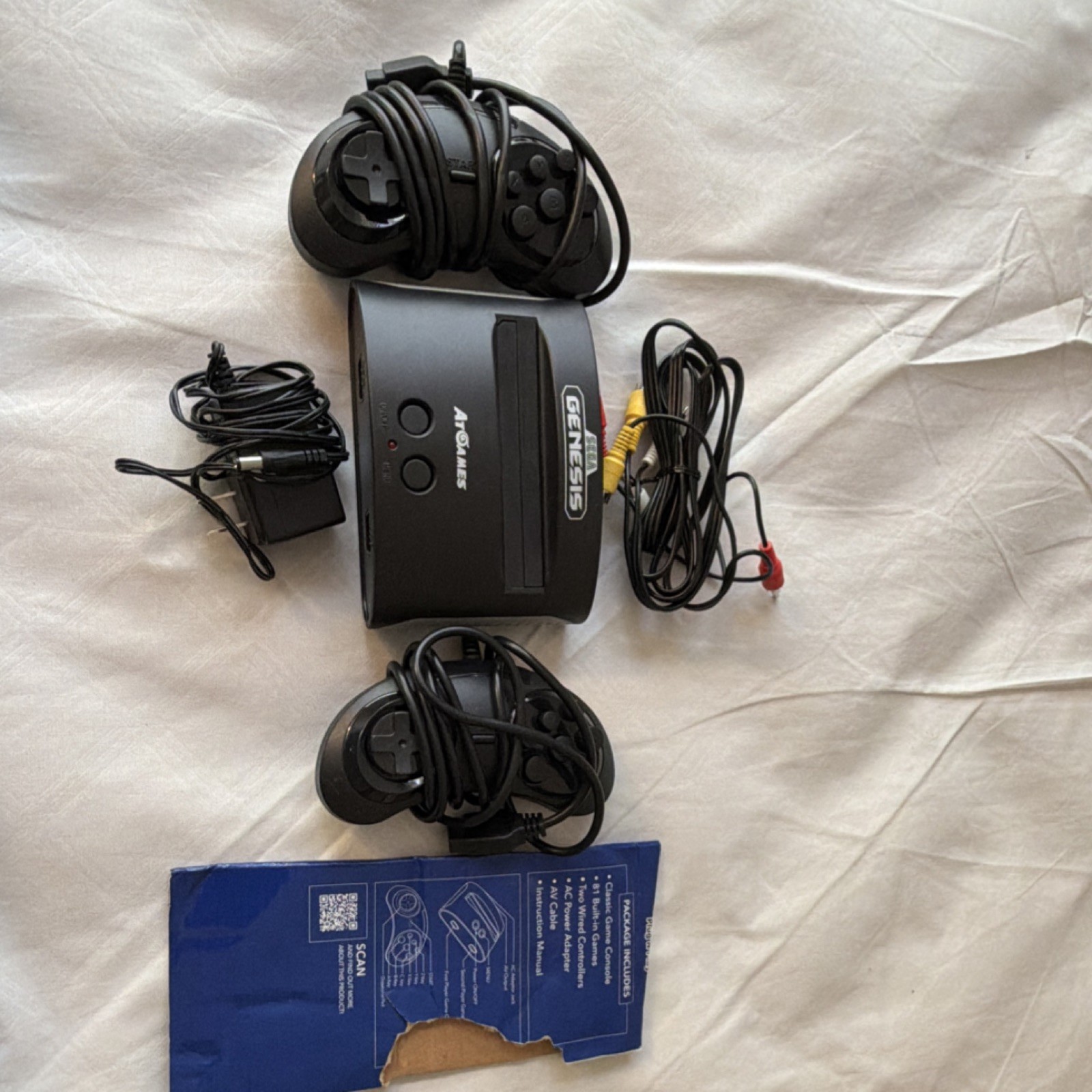 AtGames Sega Genesis Classic Game Console, Controllers, Power Adapter, Blue Case