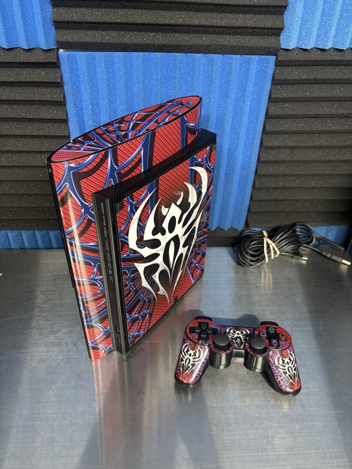 Sony Playstation 3 PS3 Super Slim Black 500GB CECH-4201C Spider-Man Skin