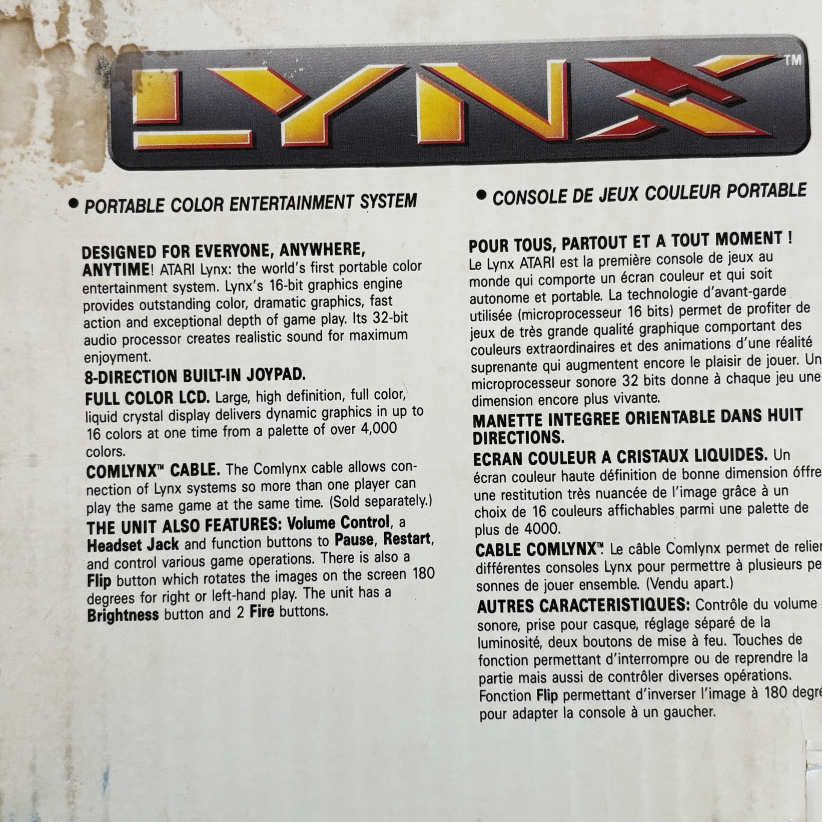 Vintage Atari Lynx Model 1 Video Game Console Handheld New in Box READ