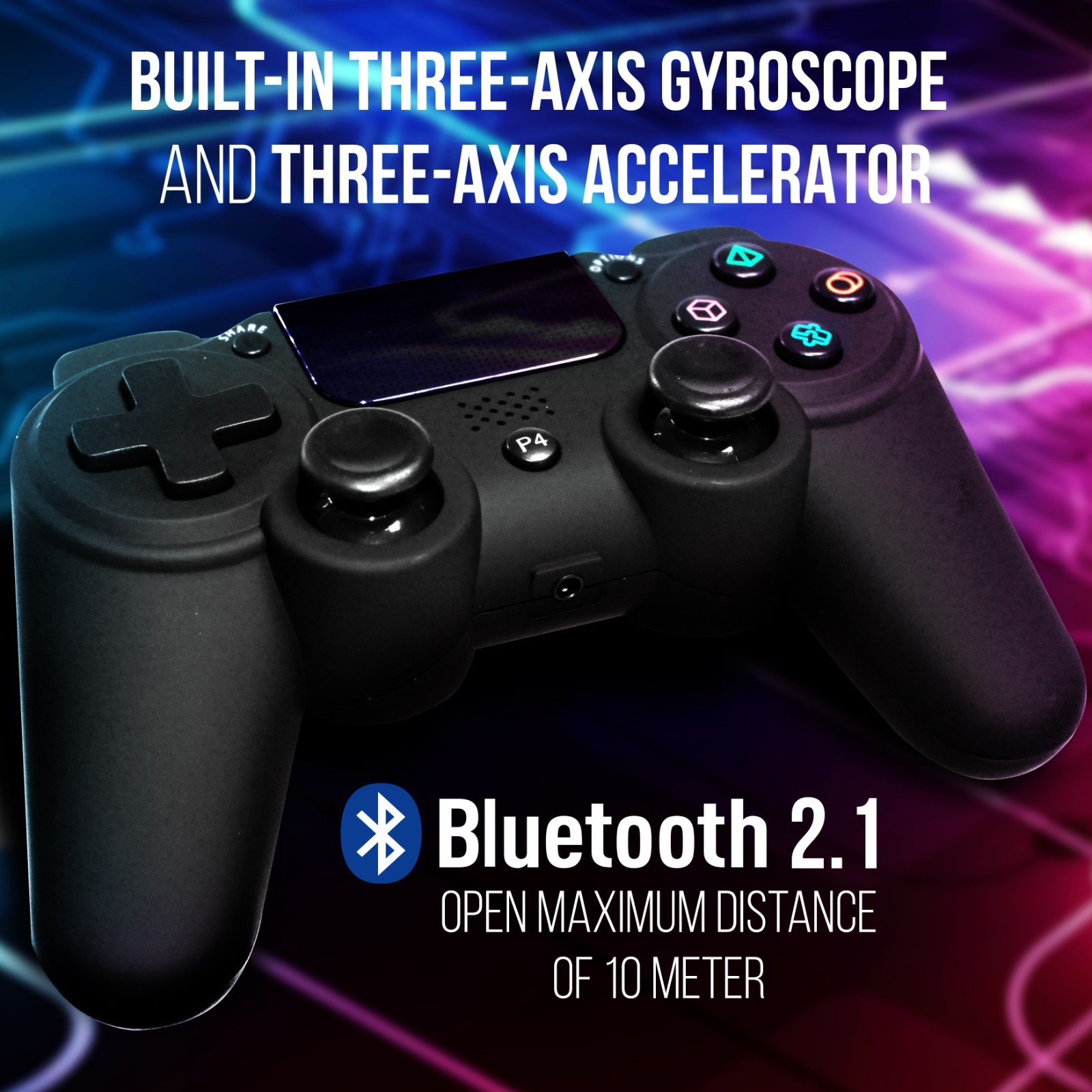 Pyle Game Console Handle Wireless Controller with LED Lights, Built-in Speaker