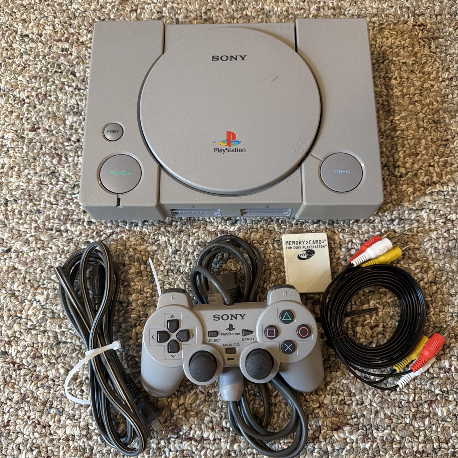 Sony PlayStation PS1 Console SCPH-5501 OEM Dual Analog Controller Tested Bundle