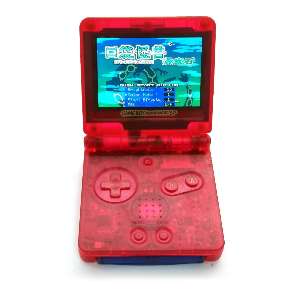 Clear Rose Red Game Boy Advance GBA SP 15 Level Backlit IPS Console V5 Menu OSD