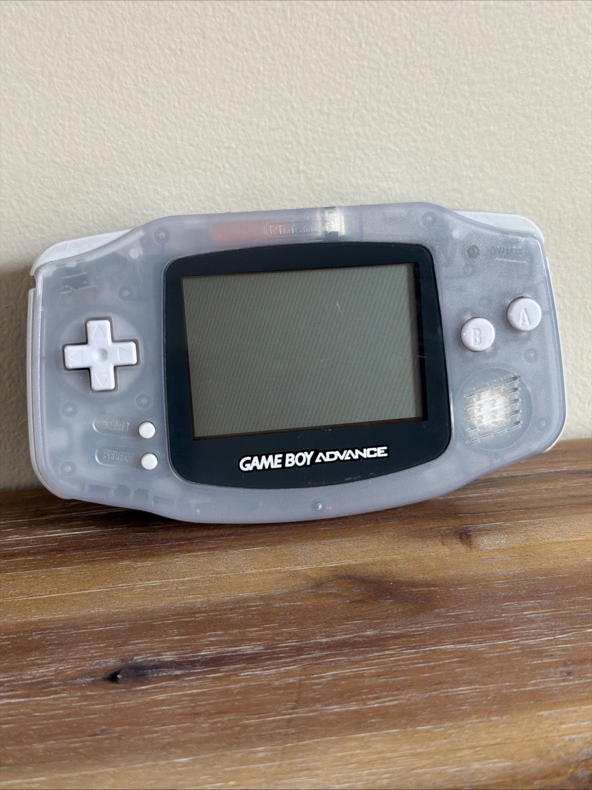 Working Nintendo Game Boy Advance Console in Clear Glacier with No Battery Cover