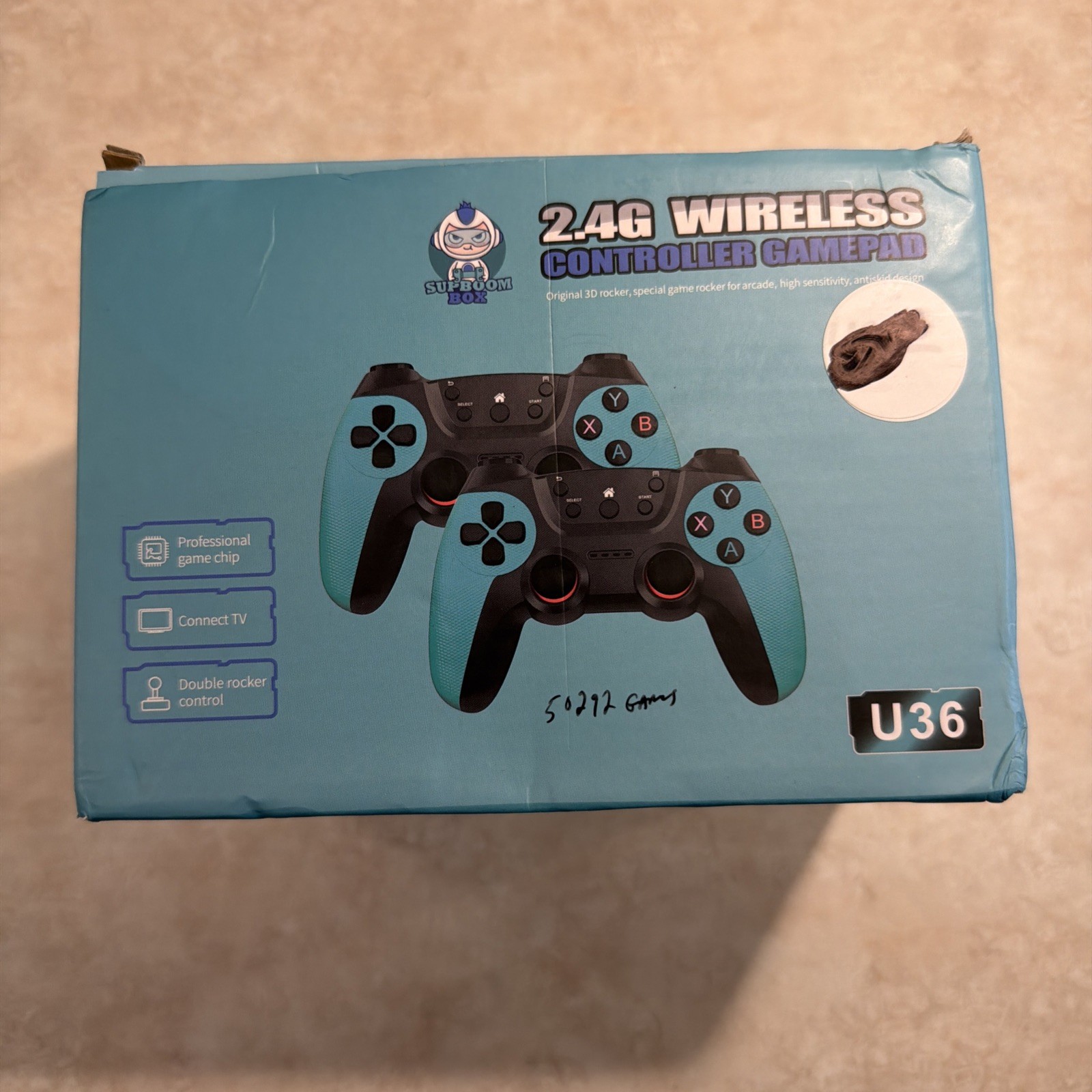 2.4G Wireless Controller Gamepad U36, 50k Games, 2 Controllers