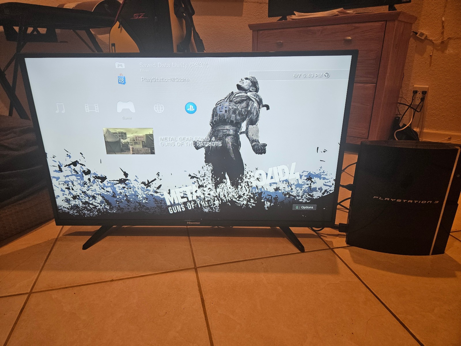 “Fat” PS3 CECHH01 (includes all cords, Sixaxis controller, and MGS4)