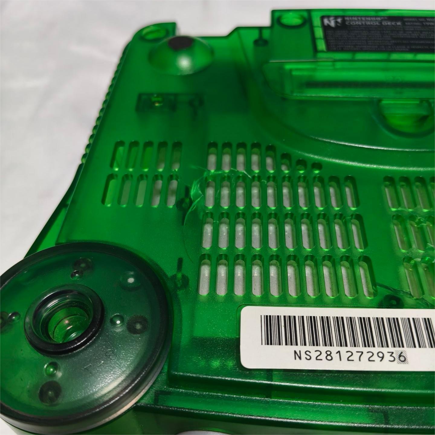 USA Nintendo N64 Console Systemv Clear Green Shell Bundle W/Oem controller Cords