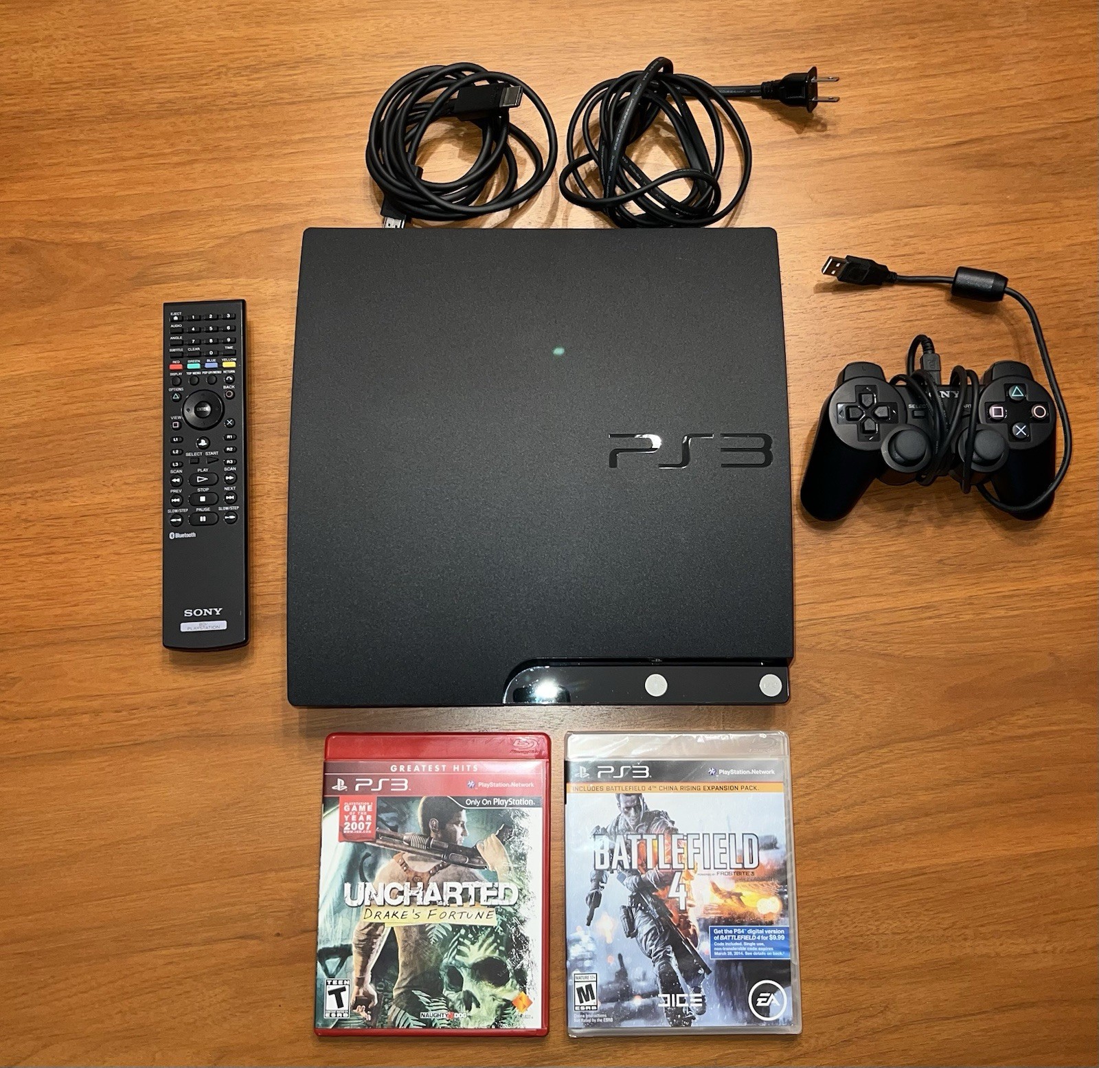 Sony PlayStation 3 PS3 Slim Console 120GB w/Controller/Remote/Cables – Tested!