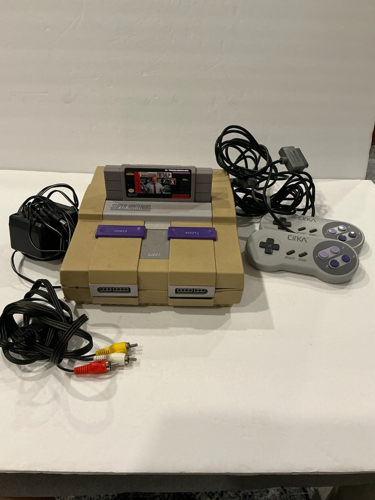 Super Nintendo SNES Console 2 controller Madden Football 03 Tested FAST SHIPPING