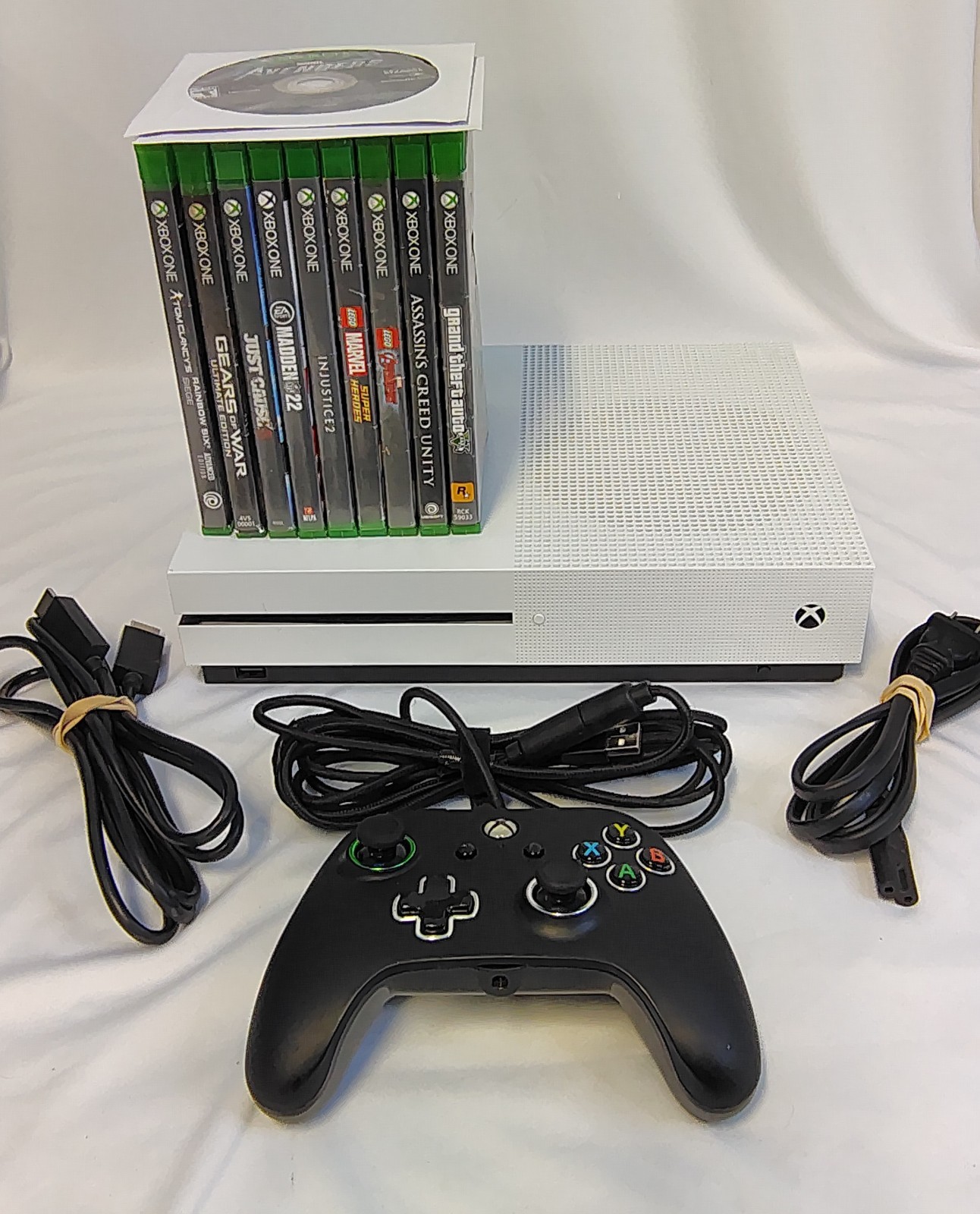 Microsoft Xbox One S 500GB Console Bundle Replaced Thermal Paste 11Games Cleaned