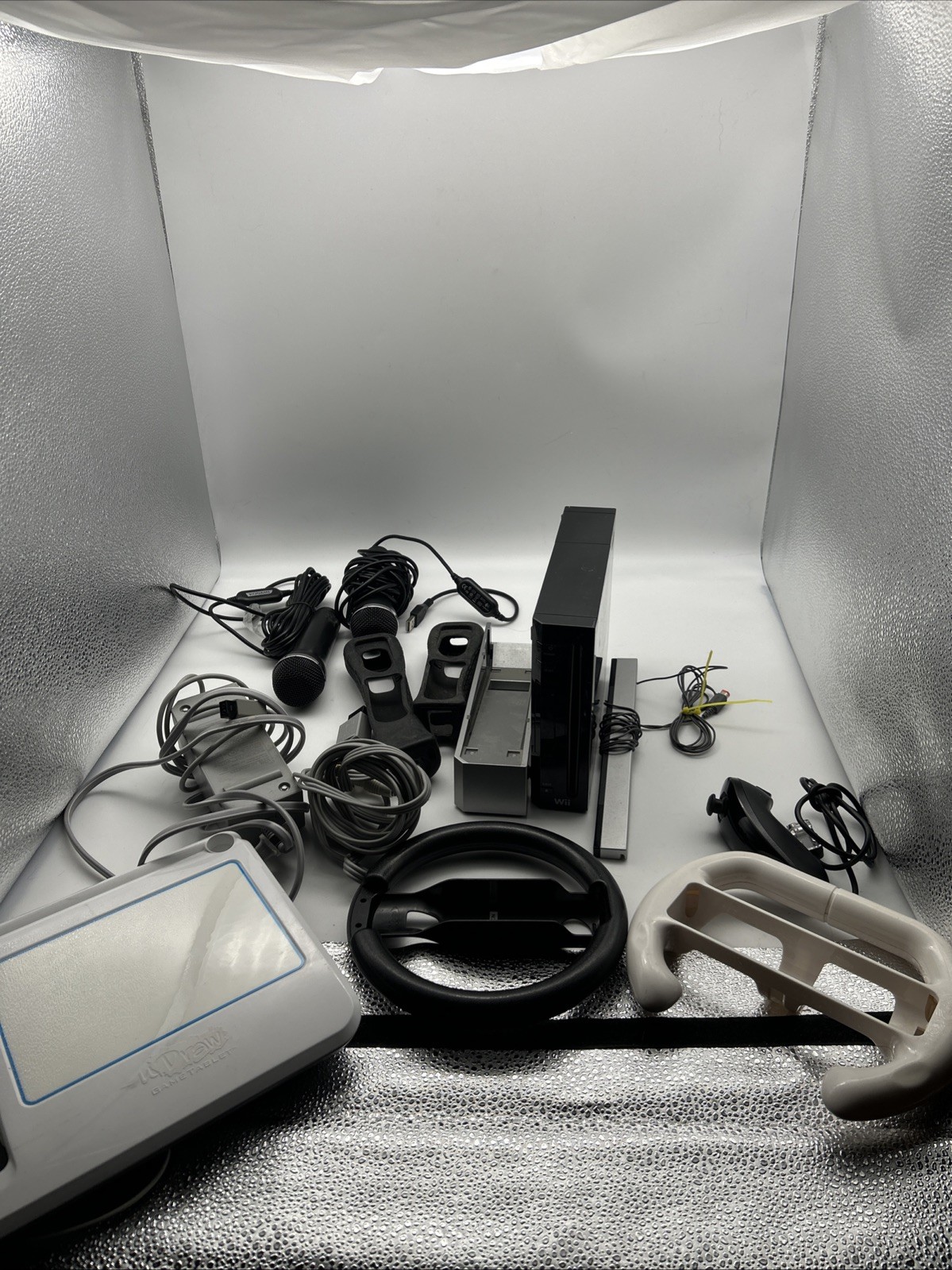 Nintendo Wii RVL-101(USA) Console Bundle – Black + Accessories (No Controllers)