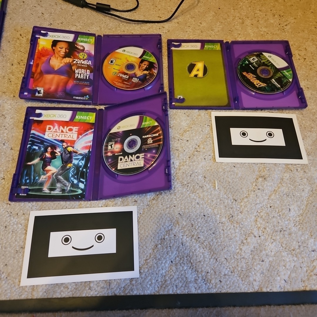 Xbox 360 Kinect Sensor + 9 Games Bundle Lot Tested Ready to Play