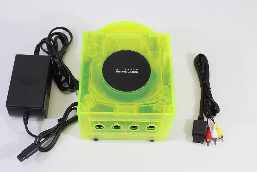 Nintendo Gamecube Clear Transparent Yellow Console & AC AV NTSC-U/C DOL-001 LED