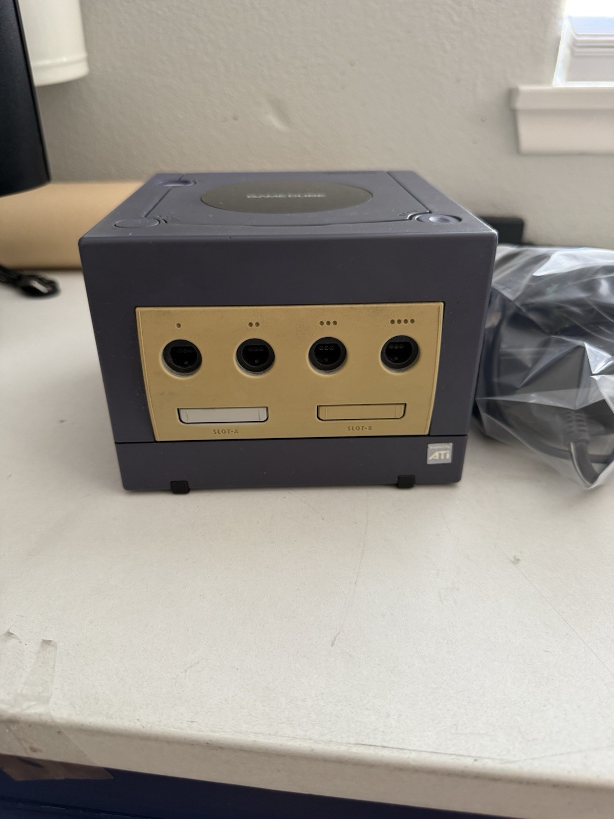 Nintendo GameCube DOL-001 Gaming System – Indigo + Power Cord + AV Cables