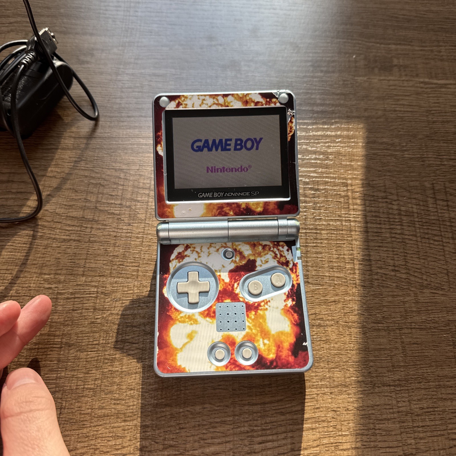 Nintendo Game Boy Advance SP Pearl Blue w/ Charger And Game