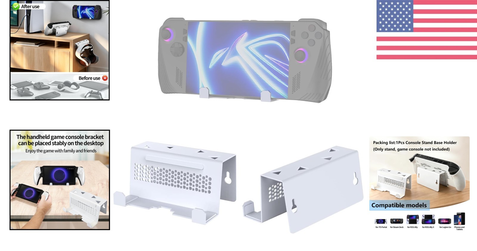Stylish Wall Mount Bracket for ROG Ally X & SteamDeck – Iron Console Holder