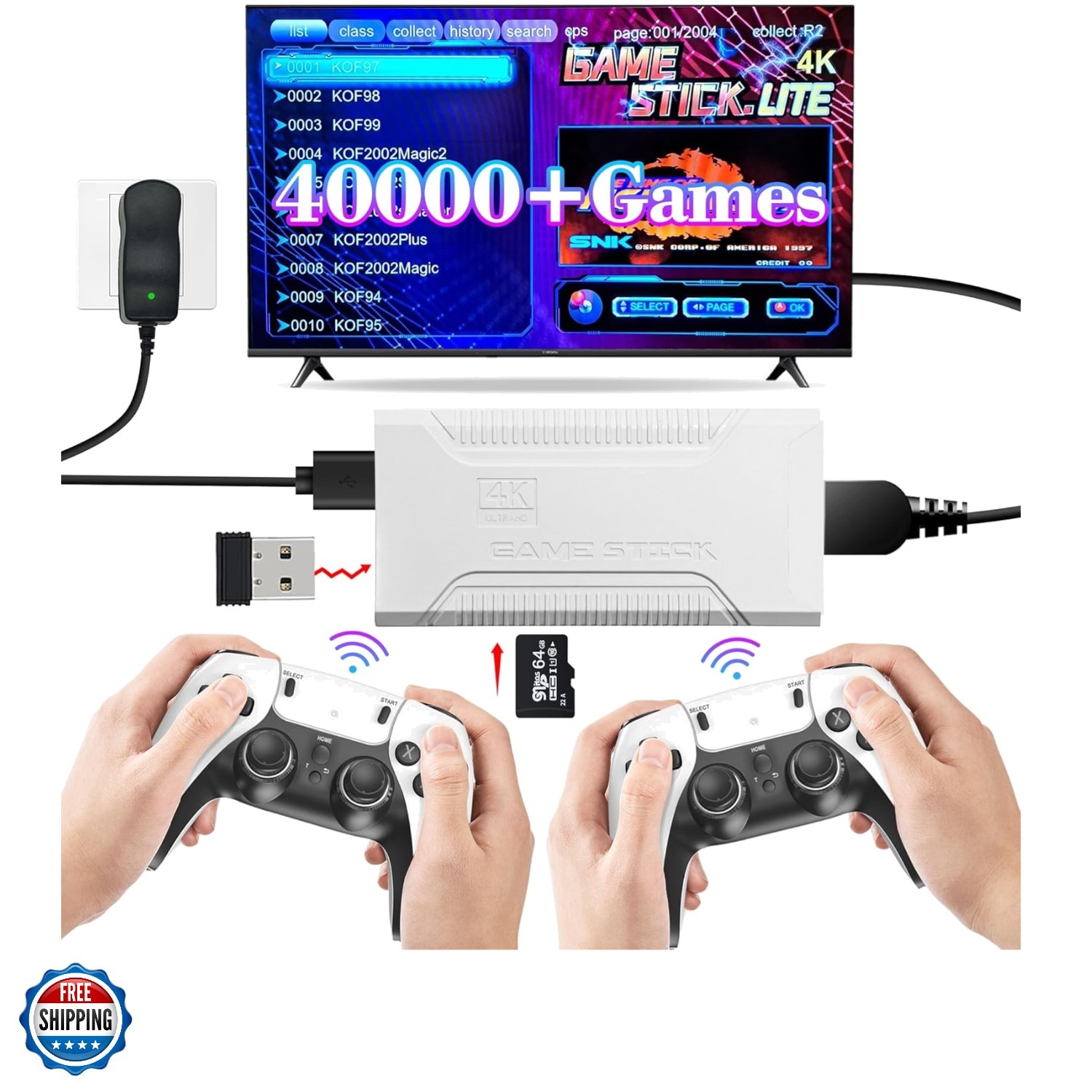 Retro Game Stick with 40,000+ Classic Games, 23 Emulators, Plug & Play 4K HDM…
