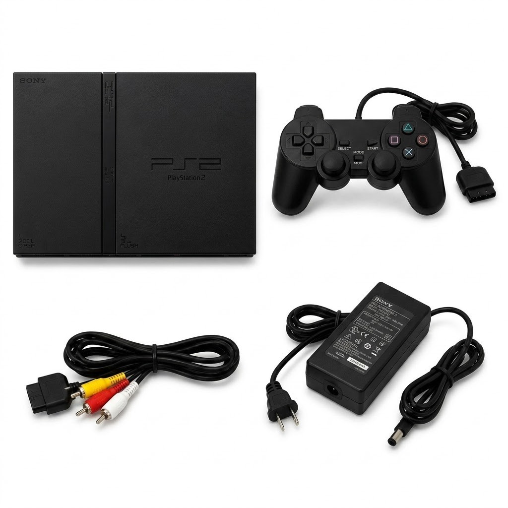 Sony PlayStation 2 PS2 Slim Black Console Controller AV Power 1 year warranty