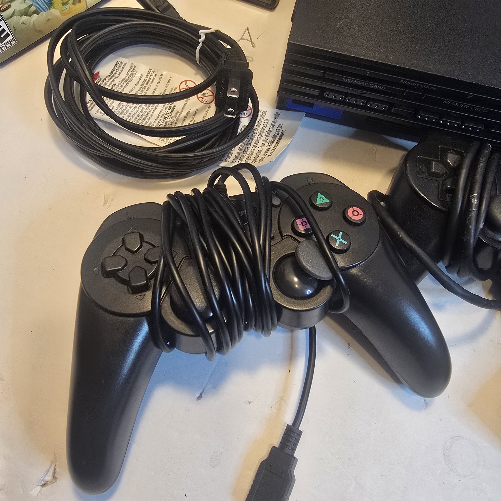 Sony PlayStation 2 Console 7 Games 3 Controllers (2 Off Brand)