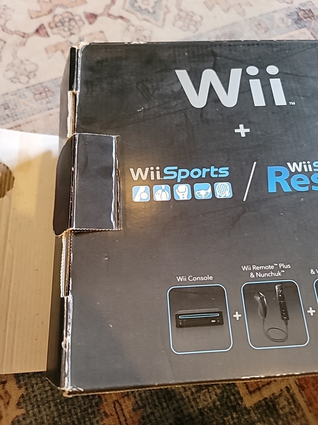 Nintendo Wii: Wii Sports + Wii Sports Resort Black !BOX ONLY! SEE PHOTOS READ
