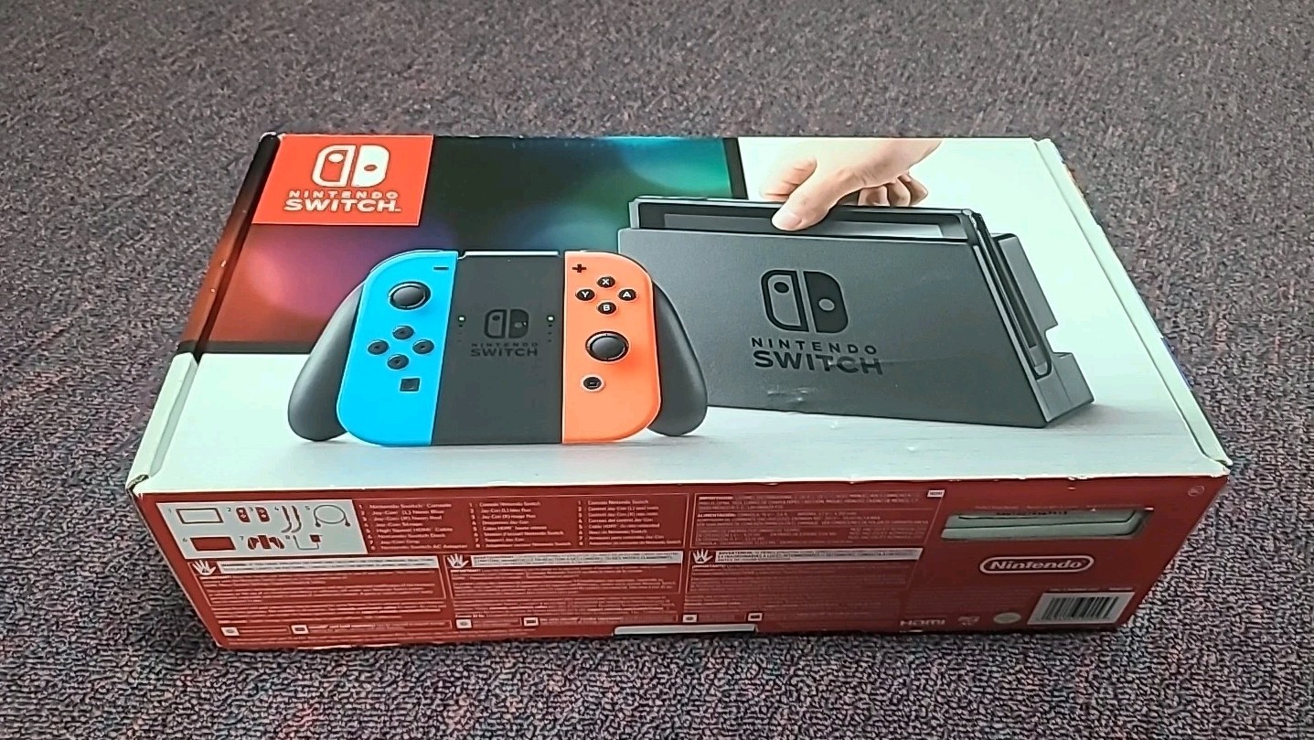 Nintendo Switch 32GB Gray Console with Neon Red and Neon Blue *Box Only*