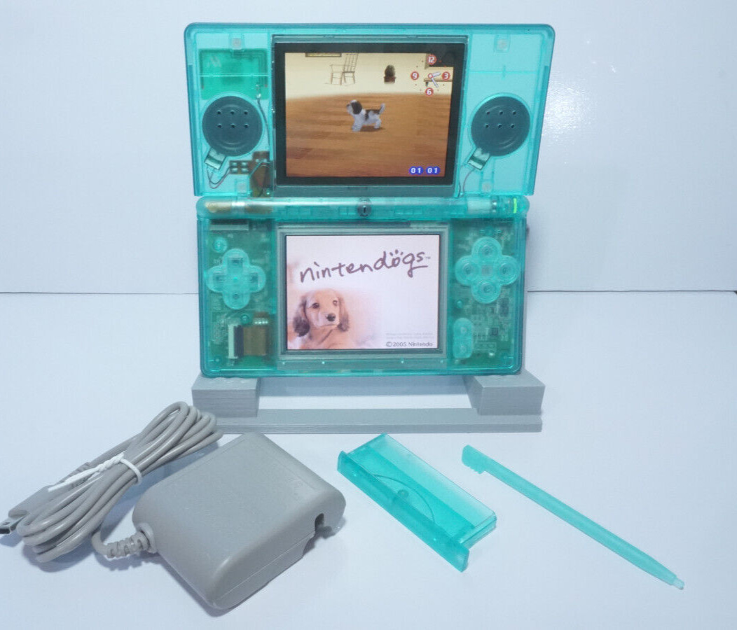 Nintendo DS Lite Transparent Clear Emerald Green Handheld System with Charger