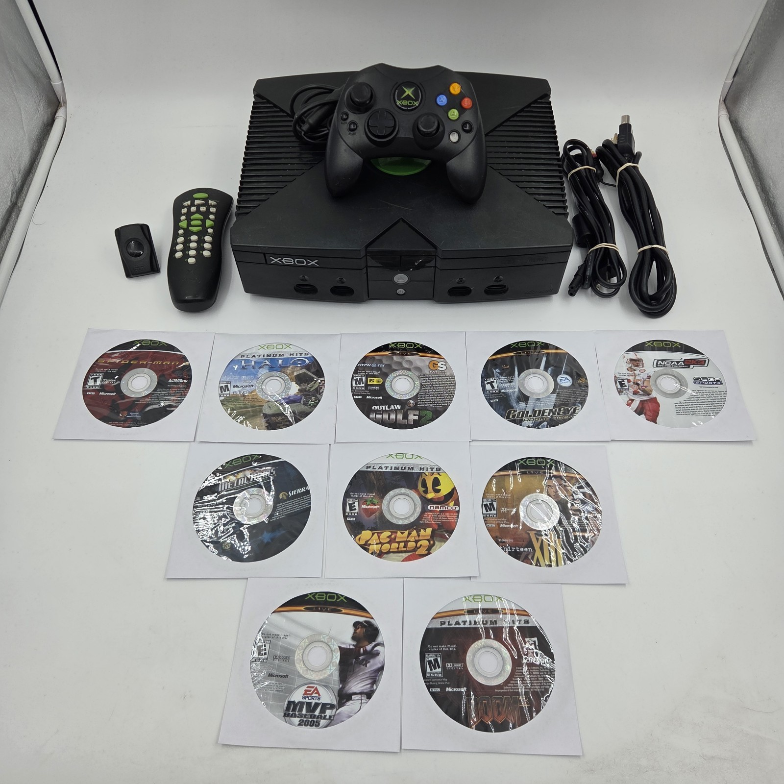 Original OG Xbox Complete Console w/ Controller, 10 Games & Media Remote TESTED