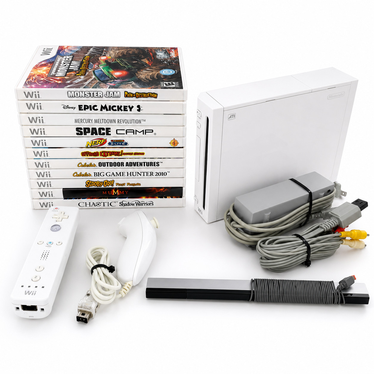 Nintendo Wii Console Bundle White w/ 11 Games, Remote, Cables Tested & Works