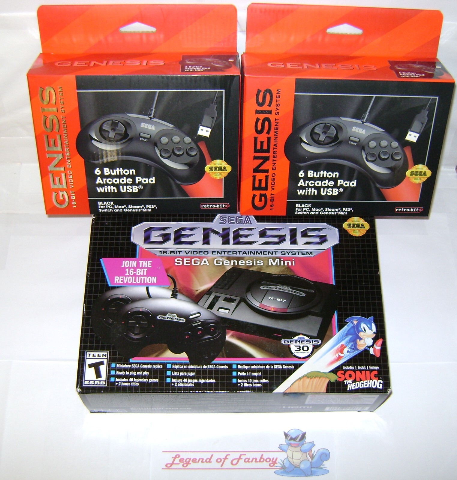 New * Sega Genesis Mini Game Console + 2x 6 Button Controllers 42 Games + Bonus