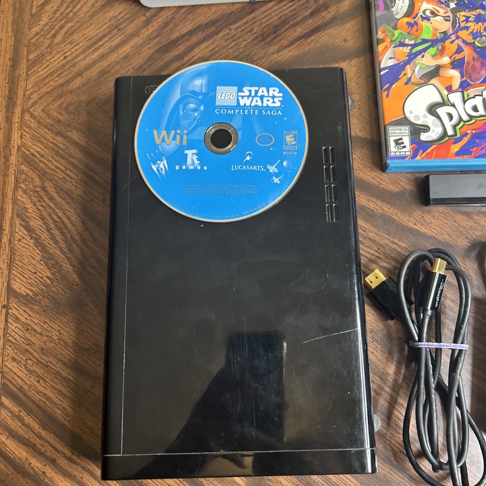 Wii U Console Gamepad Black Complete Set All Cords Games & Charging Cable & Dock
