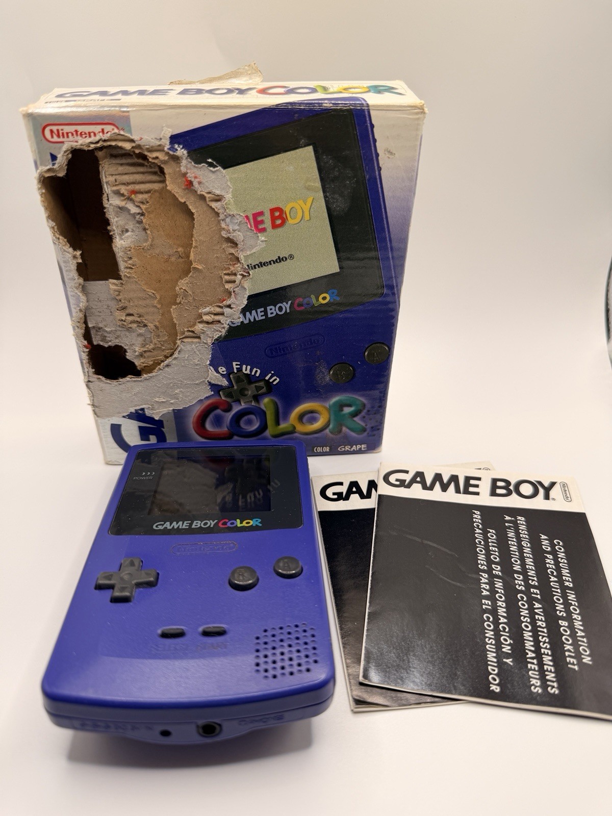 Nintendo Game Boy Color – Grape Handheld System (Box Damage)