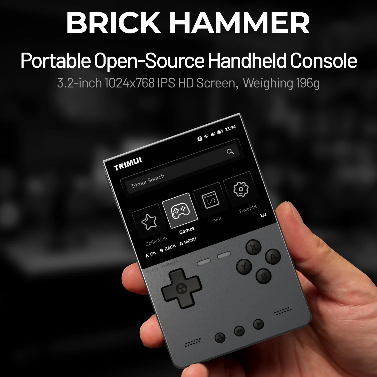 TRIMUI Brick Hammer Portable Handheld Game Player CNC Full Metal 3.2” IPS Scree