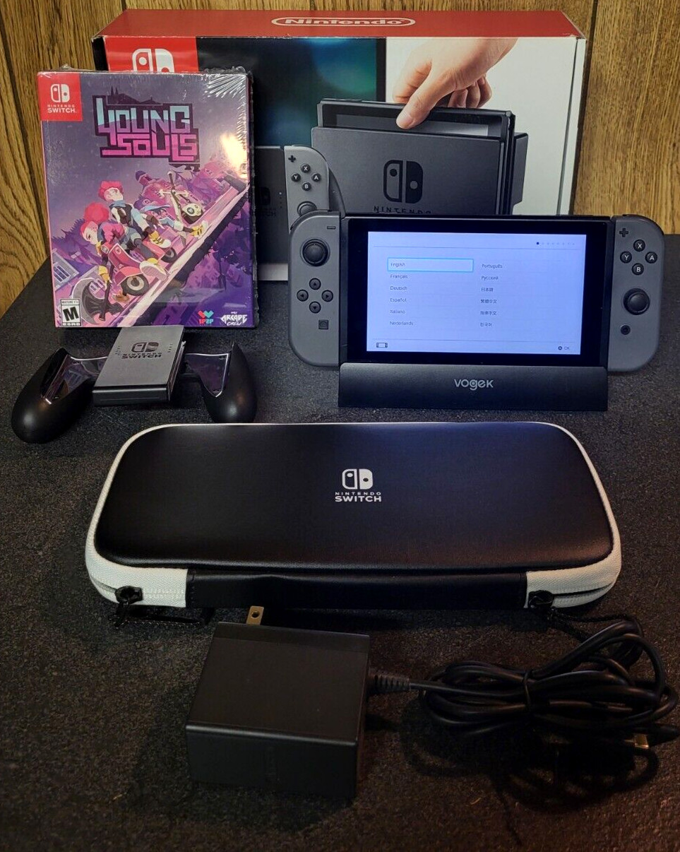 Nintendo Switch Bundle HAC-001-01 Handheld Game Console 32GB Gray w/ Young Souls