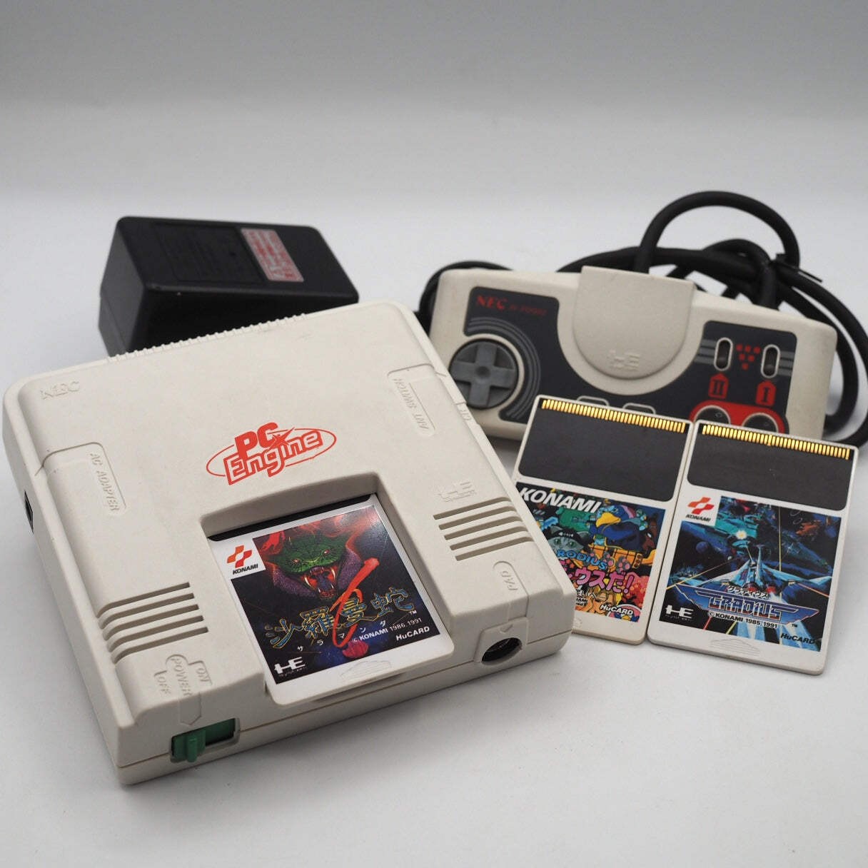 NEC PC Engine PI-TG001 Console w/ Gradius, Salamander & Parodius Games Tested