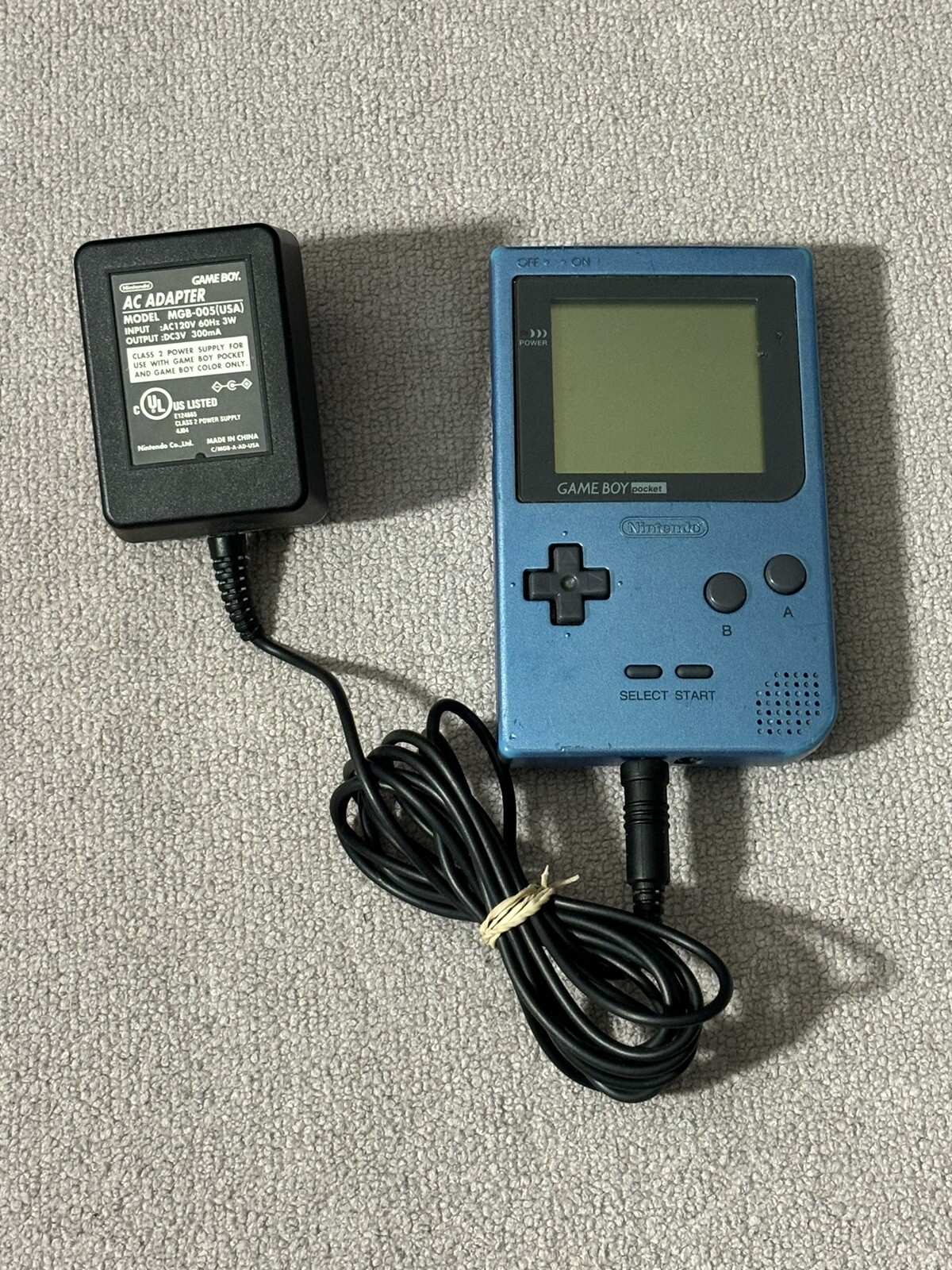 Nintendo MGB-001 Limited Edition Game Boy Pocket Ice Blue MGB-005 AC Adapter