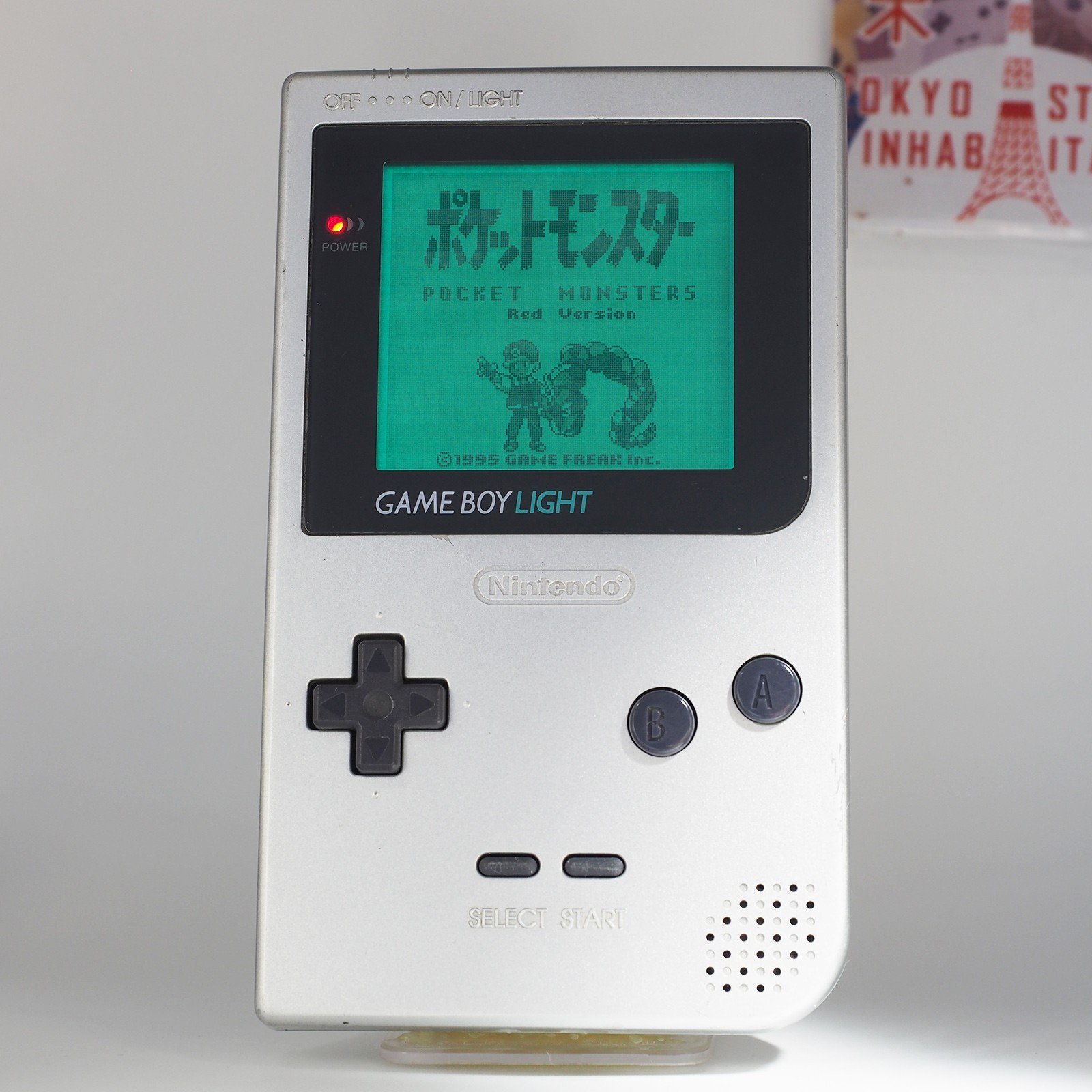 Nintendo Game Boy Light SILVER console MGB-101 WORKING CLEANED #0141_32[VG]