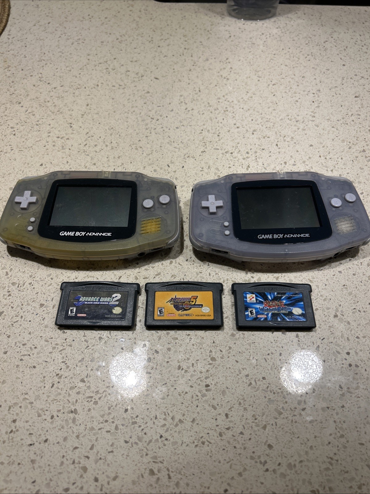 2 Nintendo GameBoy Advance GBA Clear Glacier Lot 3 Games Advance Wars 2 AGB-001