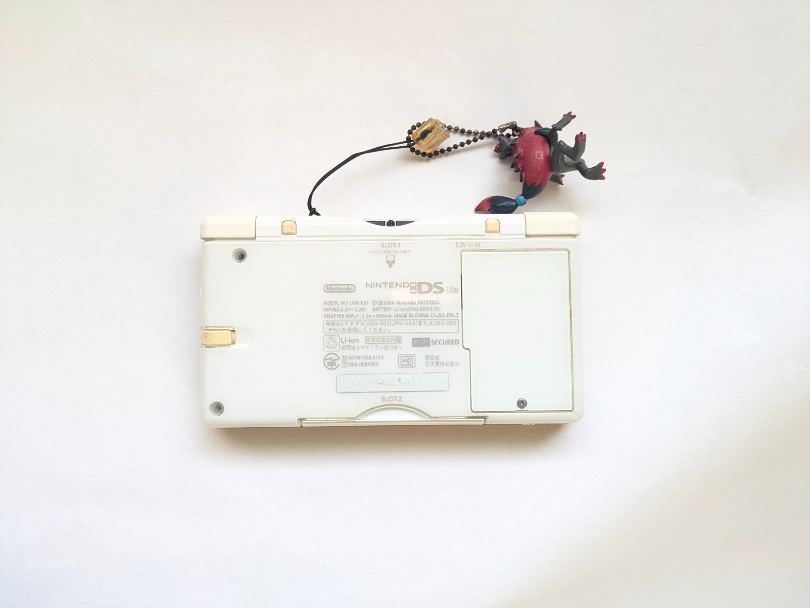 Nintendo DS Lite Polar White Console Pokemon Fire Type Tested Charger Strap Case