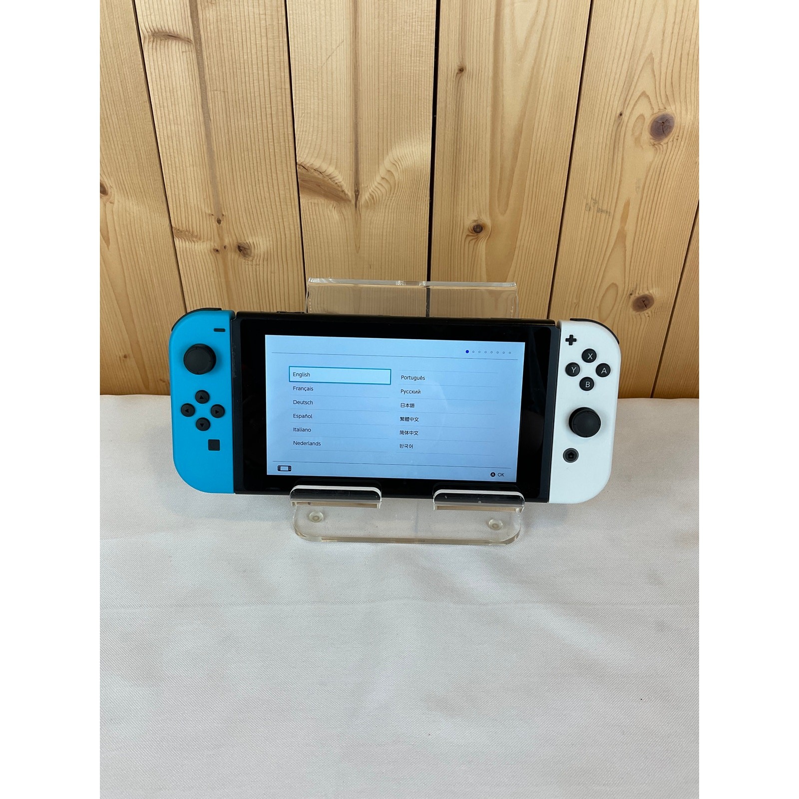 Nintendo Switch With Blue/White Joy Con Controllers, Bundle