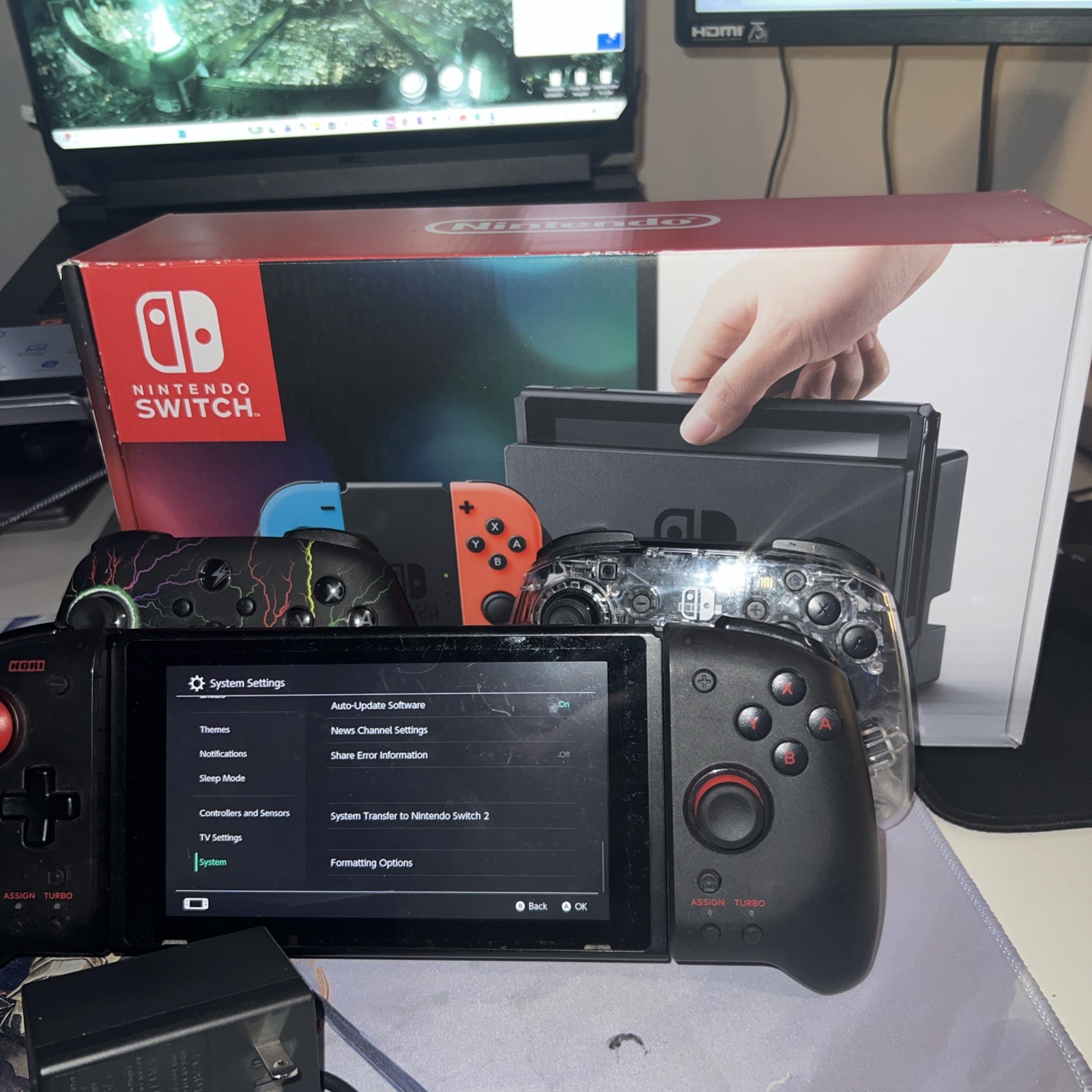 32GB Nintendo Switch Console Bundle POKEMON THEME EXTRA CONTROLLERS!