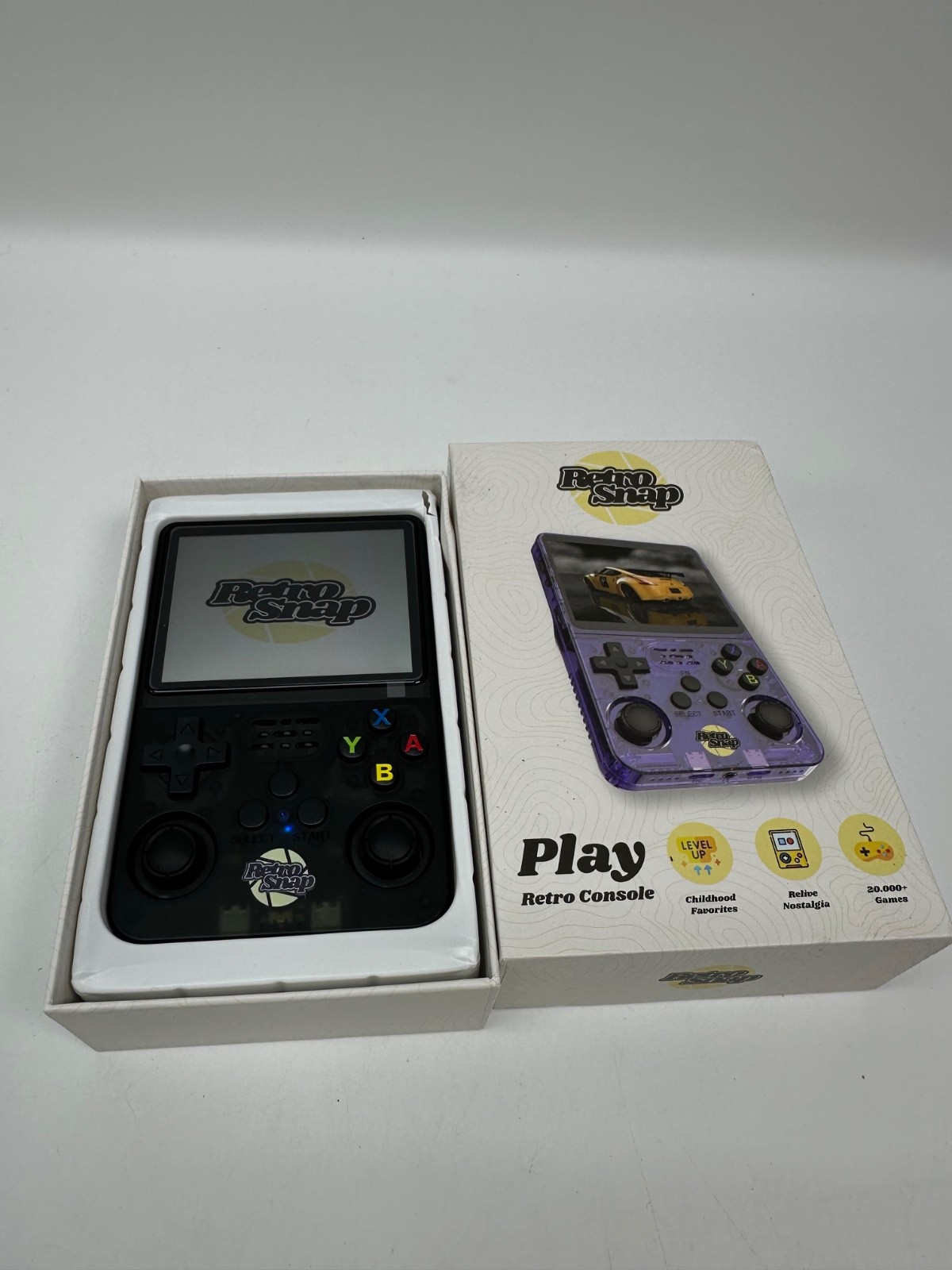 Retro Snap Play Handheld Console |3.5″ Screen 20k games Black