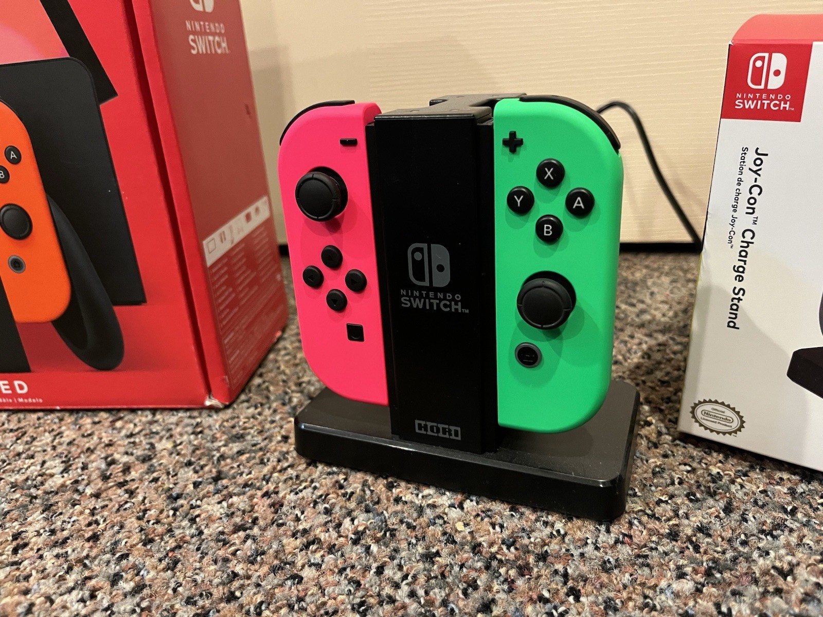 Nintendo Switch OLED Red/Blue Console Bundle Dock Charger, 1 TB MicroSD Card