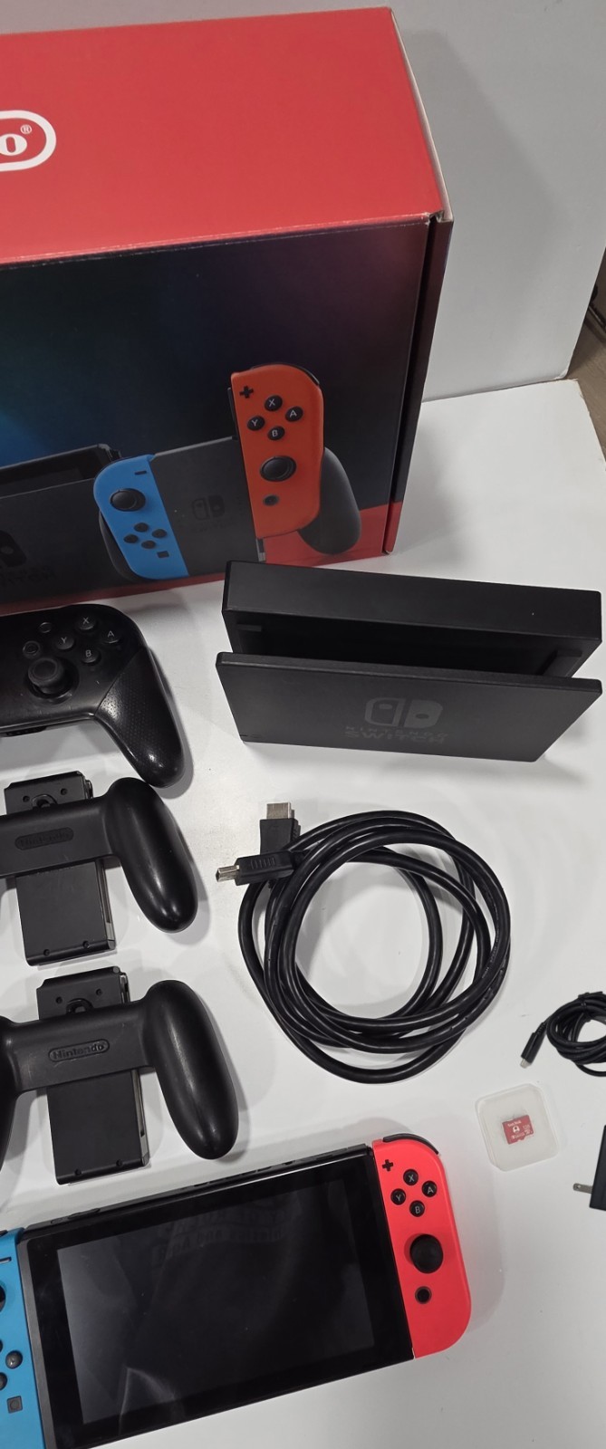 Nintendo Switch Console Neon Joy-Con Bundle Games Controllers Cases Lot Read Des