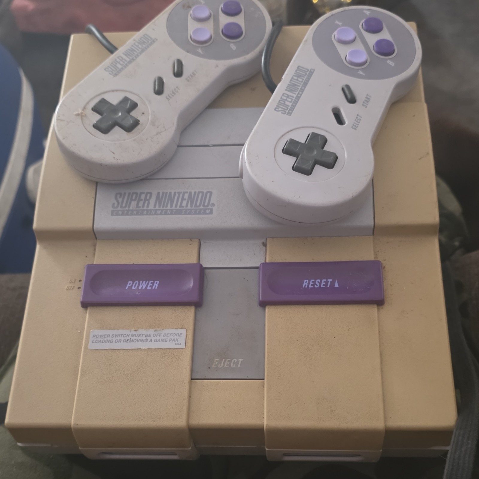 Nintendo SNES Super Nintendo Console SNS-001 w/ 2 Controllers RF/Composite NTSC