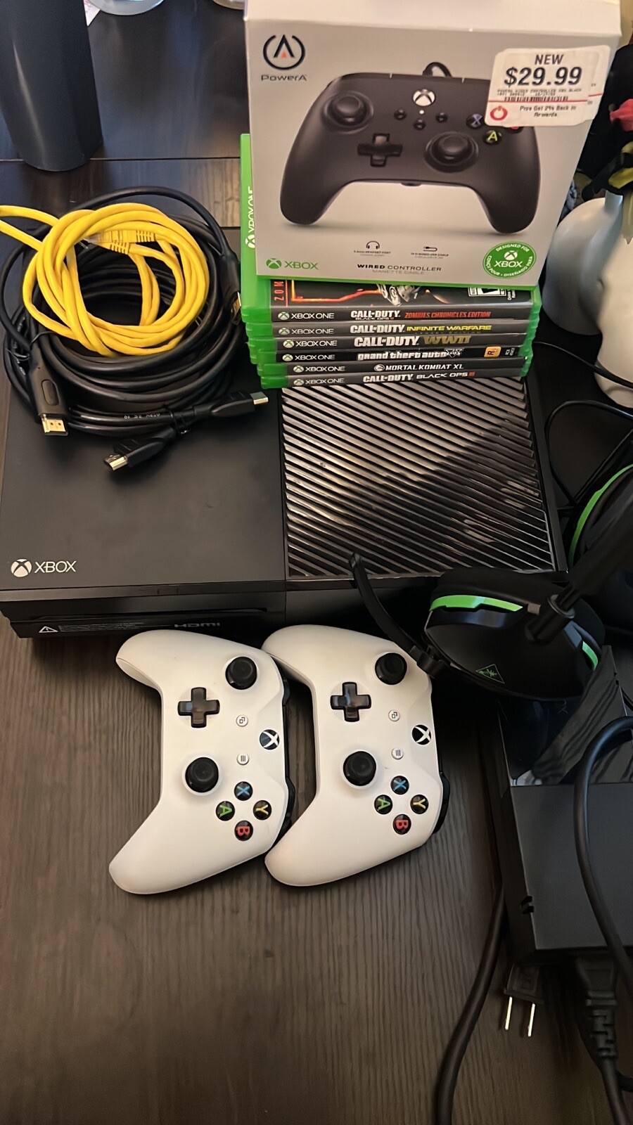 Used Xbox Box 1 With Power, HDMI, HDMI to displayport, 5ft Ethernet Cords.