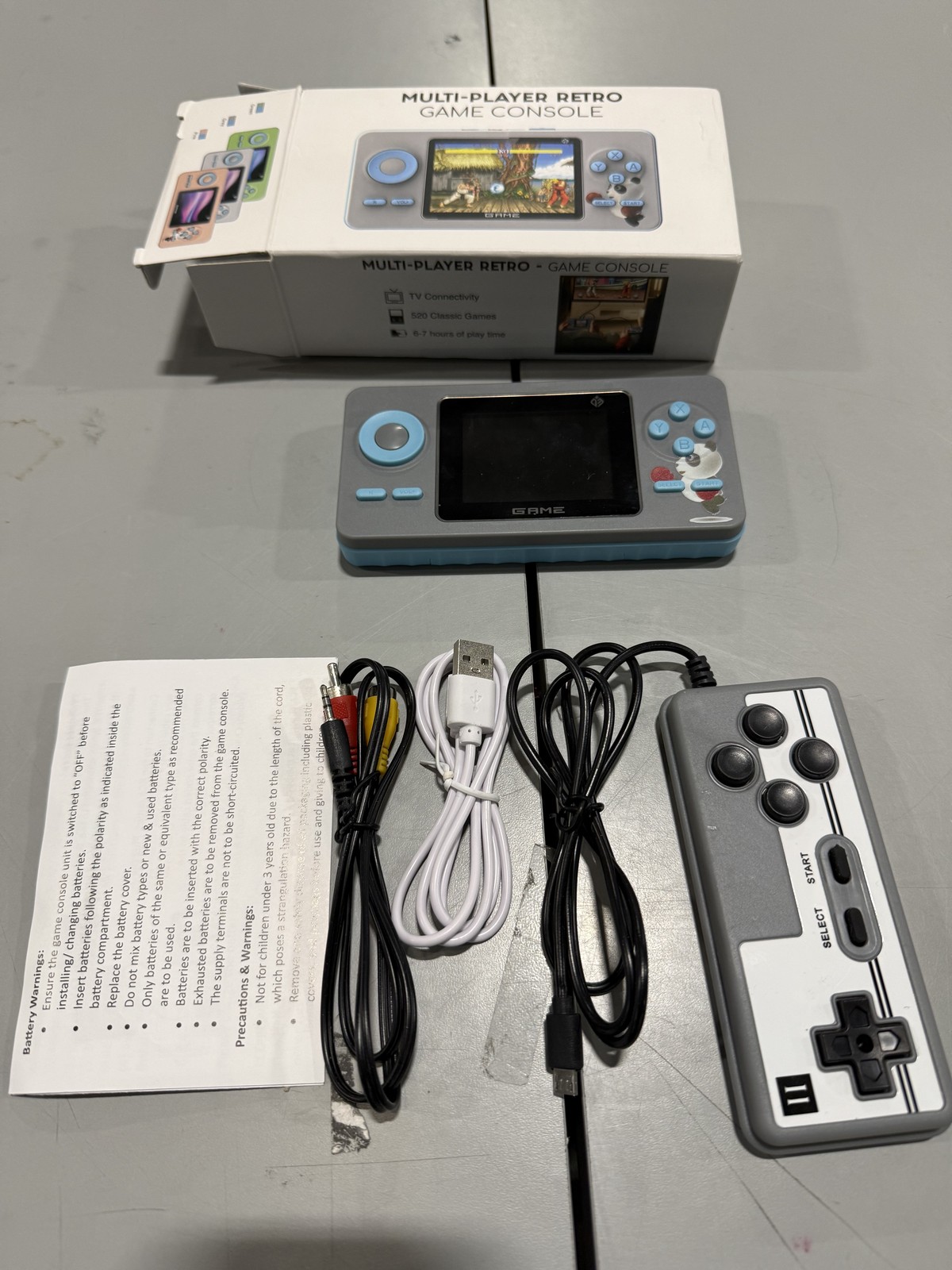 3P EXPERTS MULTI-PLAYER RETRO GAME CONSOLE – GRAY/BLUE