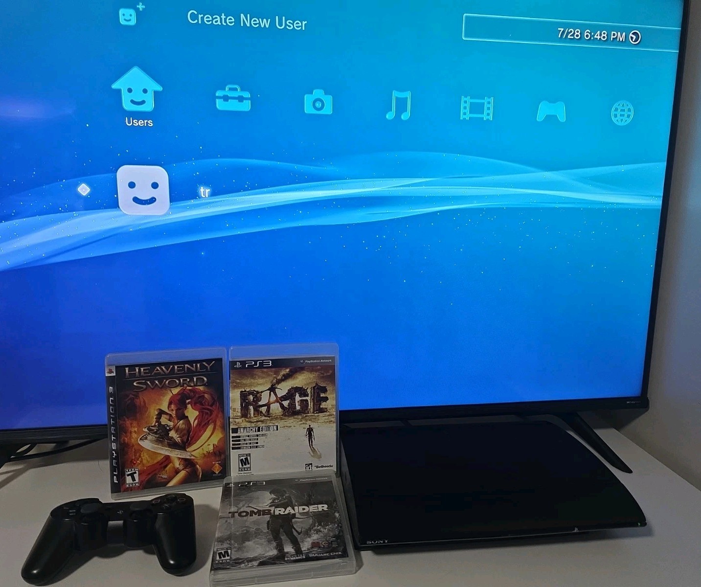 PS3 Super Slim 500GB Console Bundle CECH-4301C Controller Cables And 3 Games