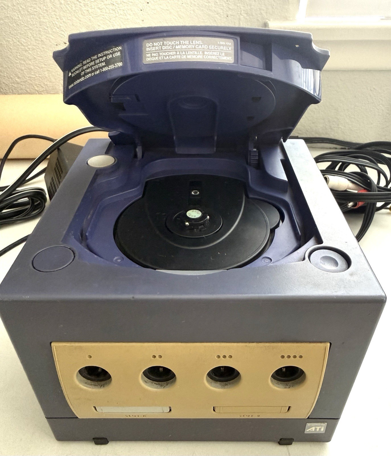 Nintendo GameCube DOL-001 Gaming System – Indigo + Power Cord + AV Cables