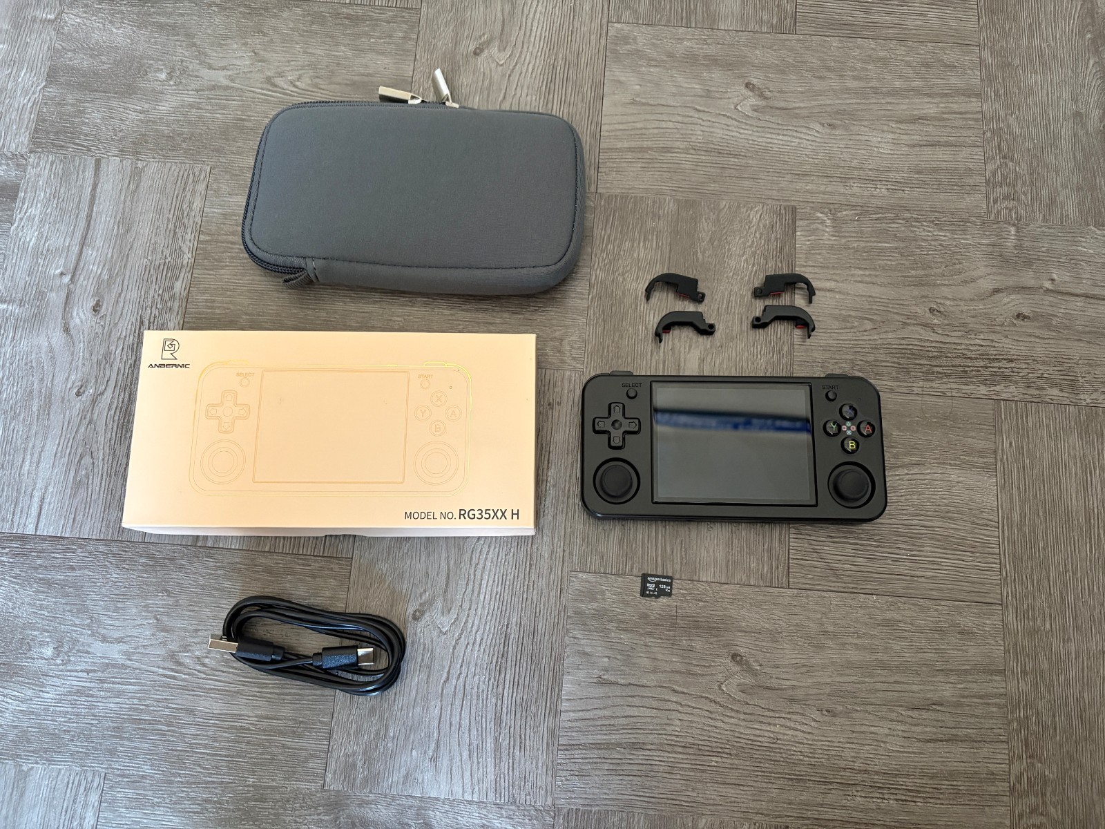 Anbernic RG35XX H (Knulli OS) | Black| 128GB | Case & Cable + More