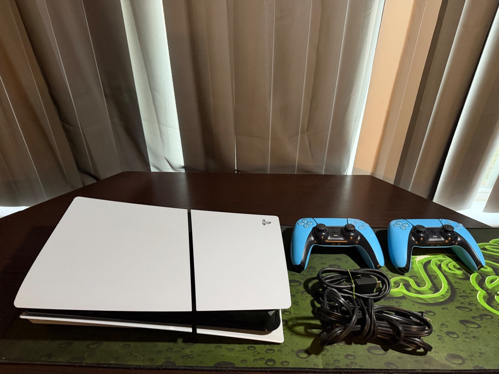 Sony PS5 Slim Disc Edition CFI-2015 1TB Console Bundle w/ 2 Blue DualSense Contr