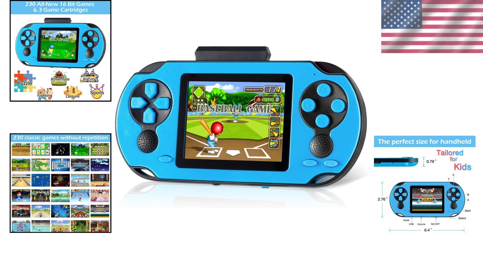 Classic Retro Handheld Gaming System – 230 Games, Perfect Gift for Kids & Adults